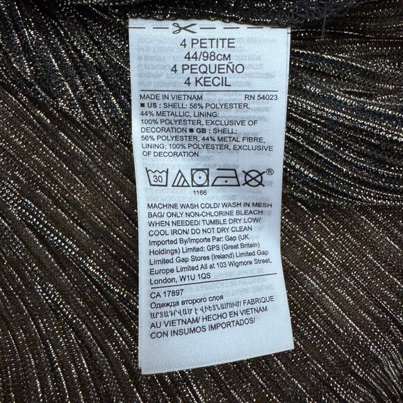 Banana Republic Black Metallic Gold Shimmer High Low Dress Size 4P - Picture 6 of 7